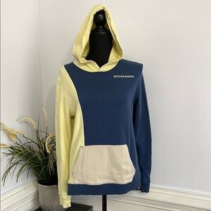Scotch & Soda Blue Yellow Kangaroo Pocket Colorblock Hoodie 14